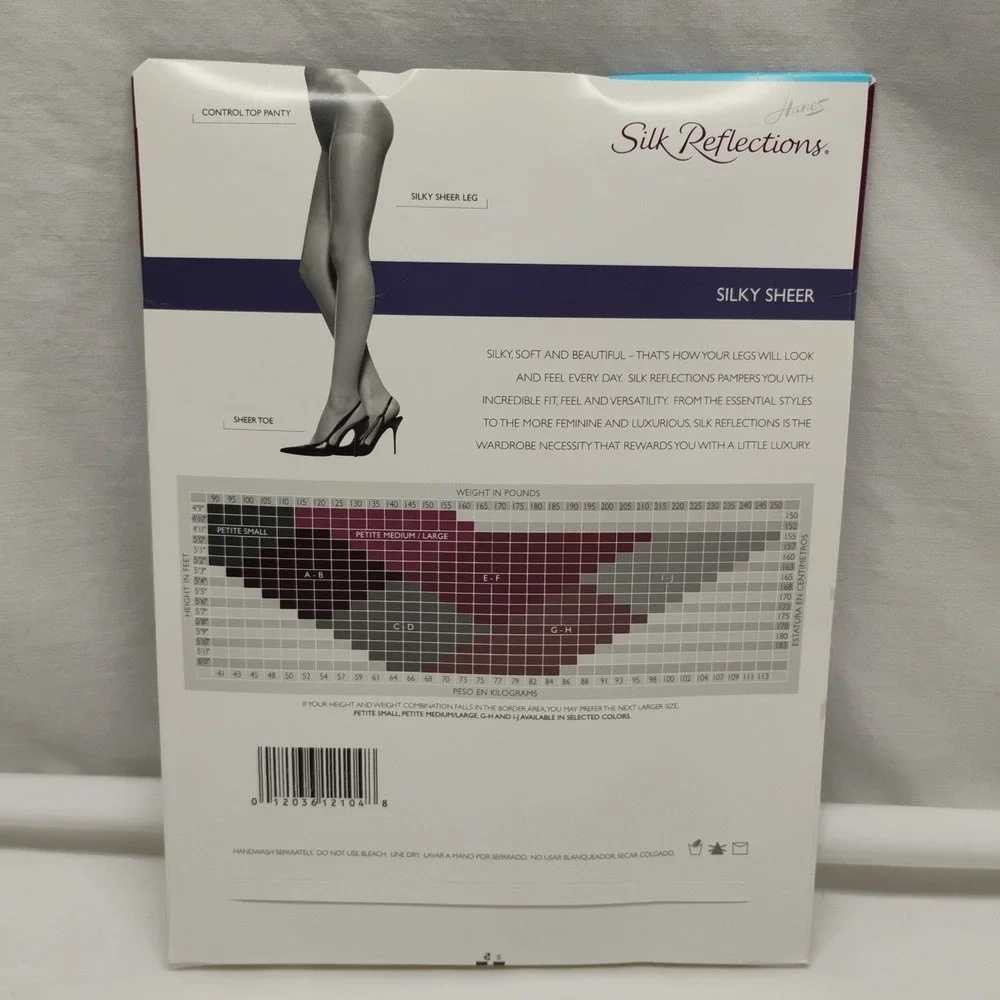 Vtg Hanes Pantyhose Silk‎ Reflections Cool Comfort Barely There 717 Size EF Y2K